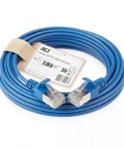 ACT Blauwe 2 meter LSZH S/FTP CAT6A slimline patchkabel snagless met RJ45 connectoren - Afbeelding 2