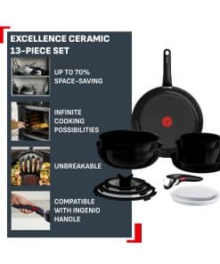 Tefal Ingenio Excellence Ceram keramische 13-delige pannenset - stapelbaar - Fusion Core - inductie - Afbeelding 2