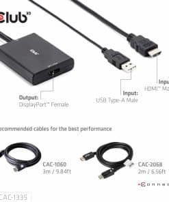 CLUB3D HDMI + Micro USB to DisplayPort 4K120Hz or 8K30Hz M/F Active Adapter - Afbeelding 2