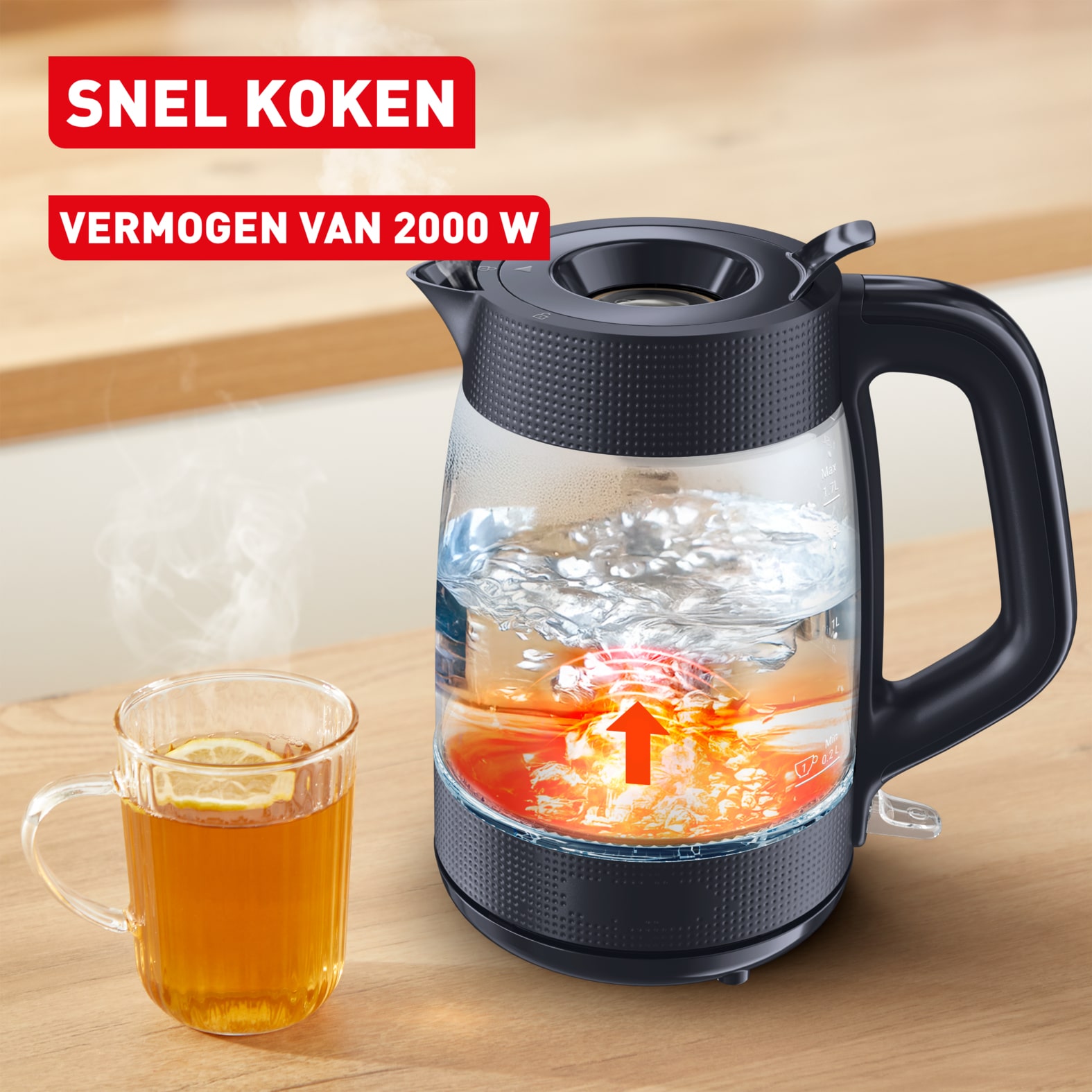 Tefal Morning Glass KO2G08 1,7 L waterkoker - Afbeelding 3