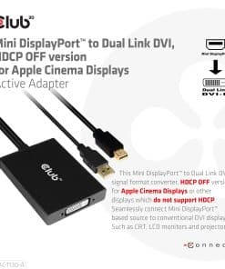 CLUB3D Mini DisplayPort to Dual Link DVI, HDCP OFF version for Apple Cinema Displays Active Adapter - Afbeelding 2