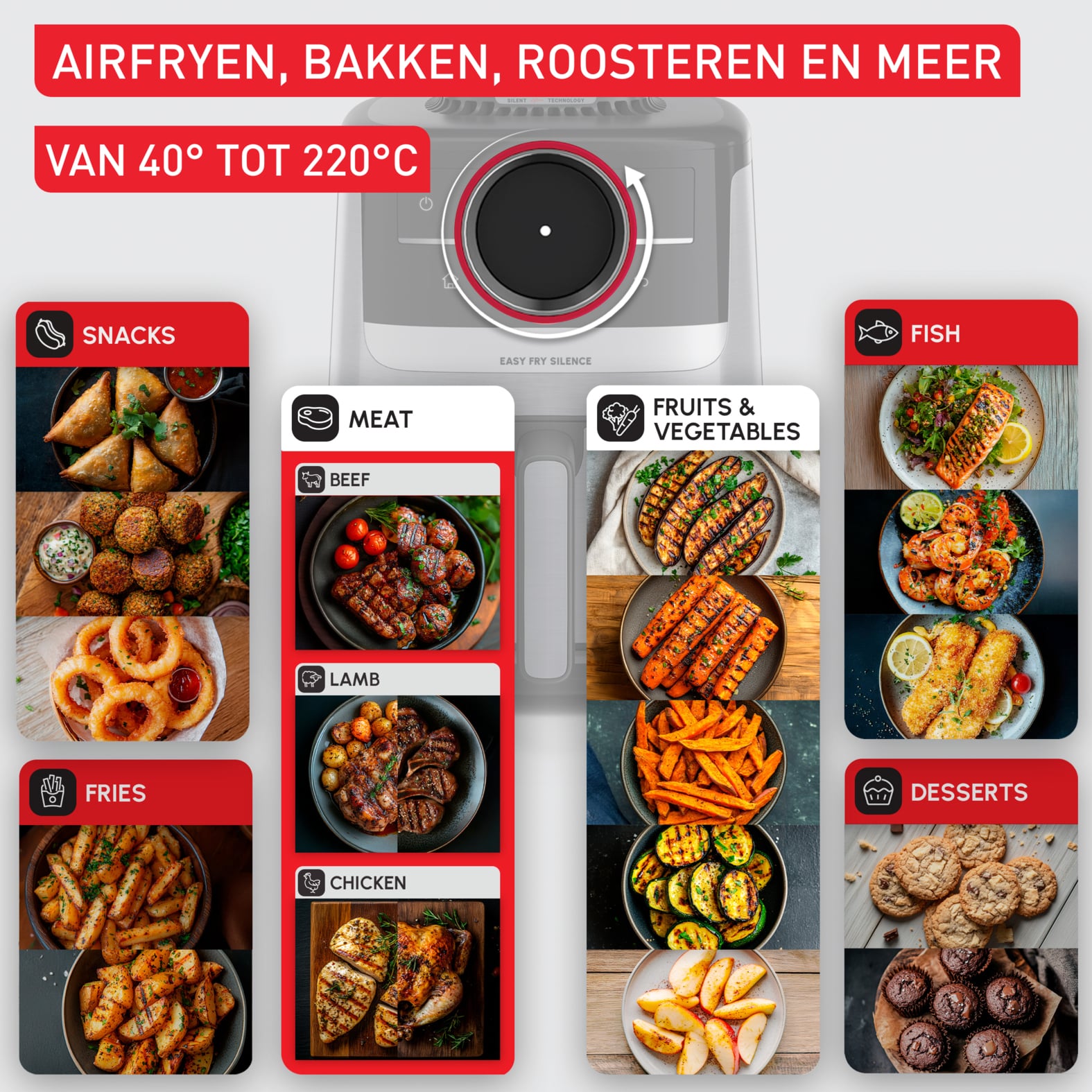 Tefal Easy Fry Smart & Silence 5L stille air fryer EY572DE0 - Afbeelding 7