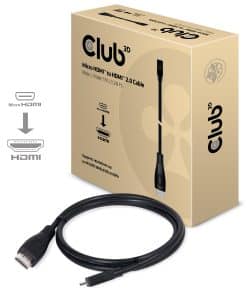 CLUB3D Micro HDMI naar HDMI 2.0 4K60Hz Kabel 1M - Afbeelding 2