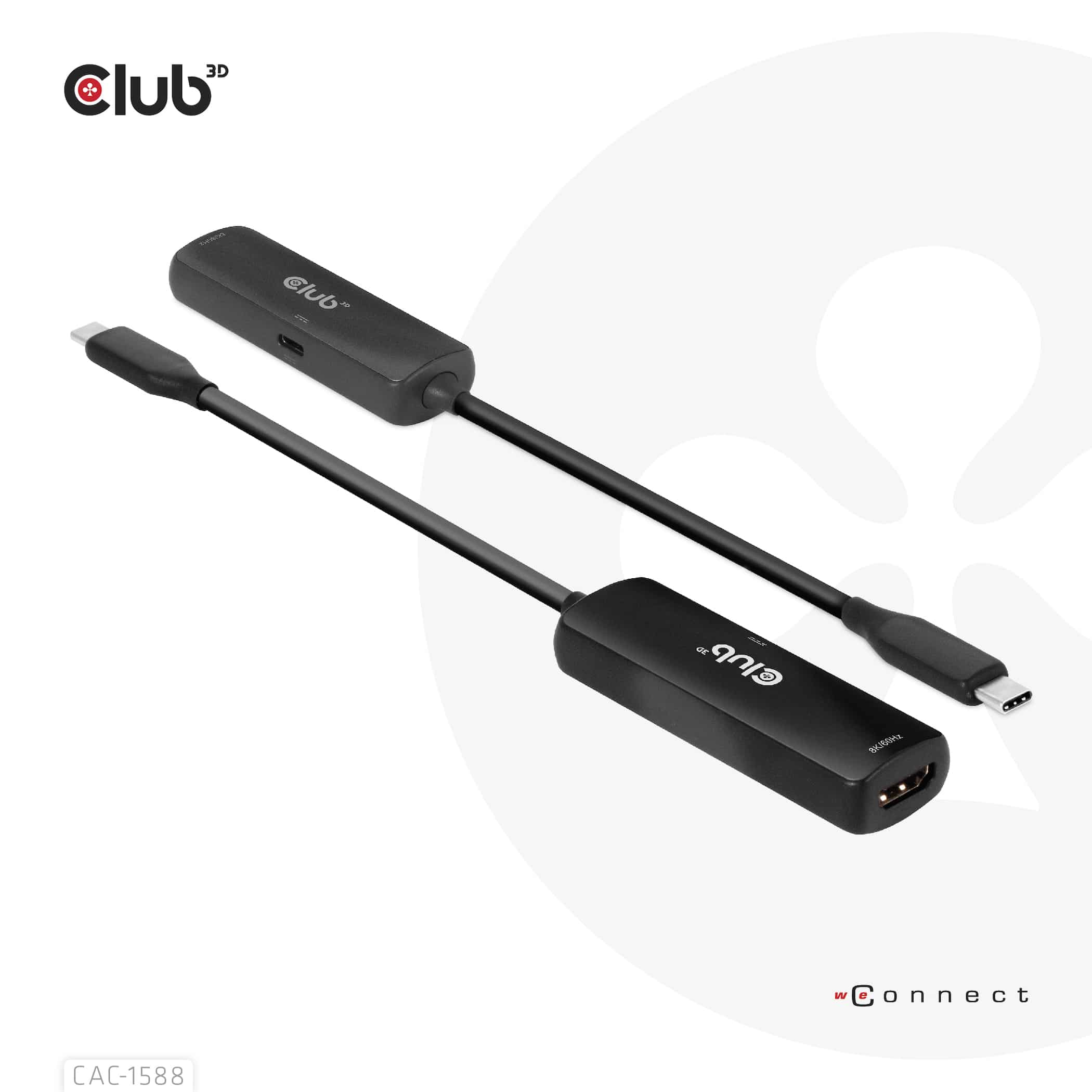 CLUB3D USB Gen2 Type-C to HDMI 8K60Hz or 4K120Hz HDR10+ with DSC1.2 with Power Delivery 3.0 Active Adapter M/F - Afbeelding 2