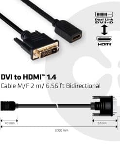 CLUB3D DVI to HDMI 1.4 Cable M/F 2 meter Bidirectional - Afbeelding 3