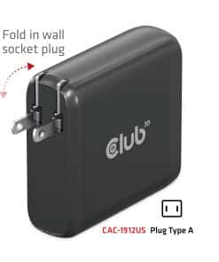 CLUB3D Travel Charger 100W GaN technology, Four port USB Type-A(2x) and -C(2x), Power Delivery(PD) 3.0 Support - Afbeelding 3