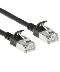 ACT Zwarte 2 meter LSZH S/FTP CAT6A slimline patchkabel snagless met RJ45 connectoren