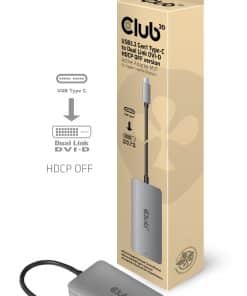 CLUB3D USB3.2 Gen1 Type-C to Dual Link DVI-D HDCP OFF version Active Adapter M/F for Apple Cinema Displays