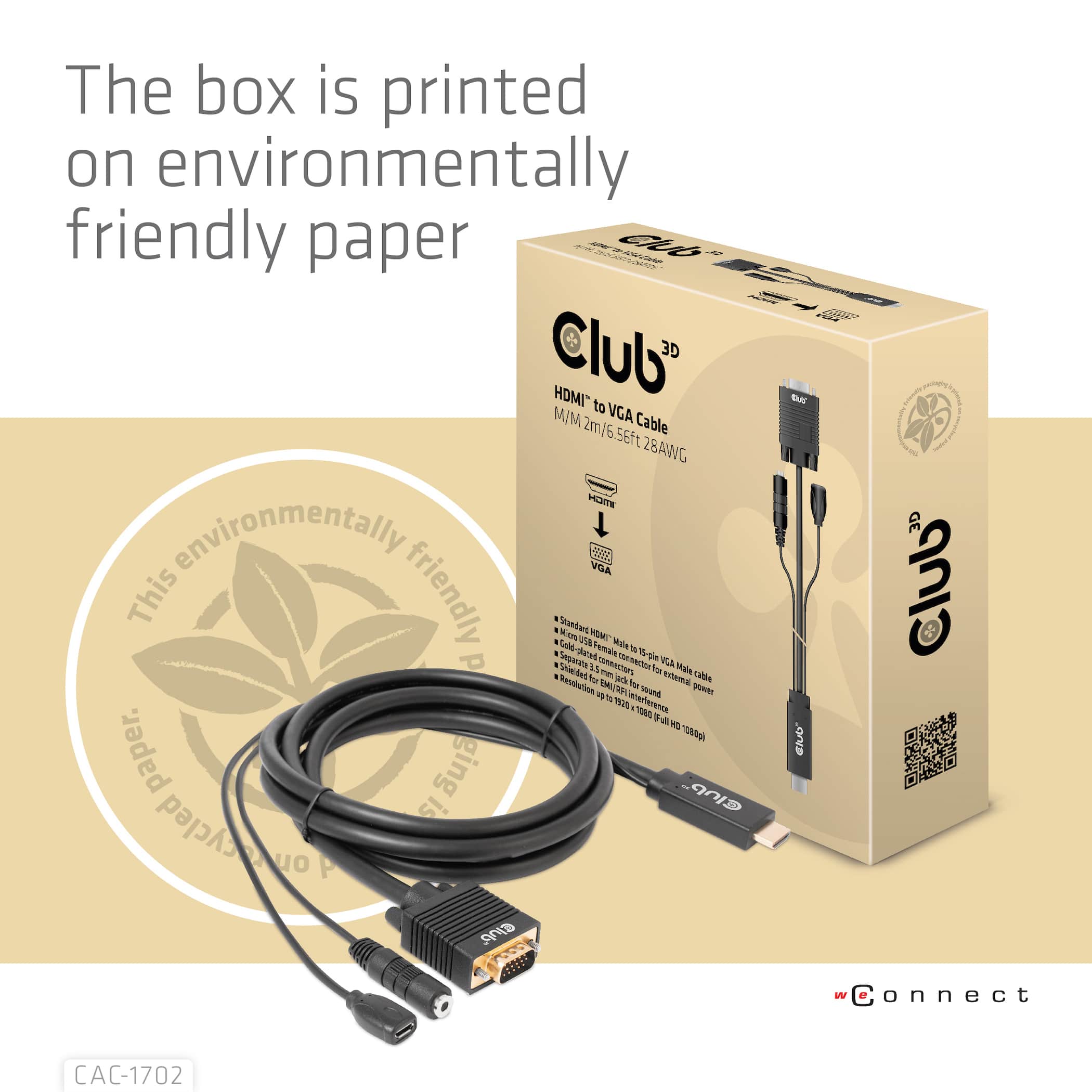CLUB3D HDMI to VGA Cable M/M 2m/6.56ft 28AWG - Afbeelding 8