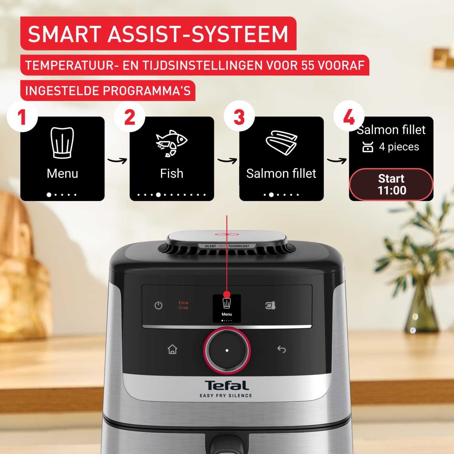 Tefal Easy Fry Smart & Silence 5L stille air fryer EY572DE0 - Afbeelding 4