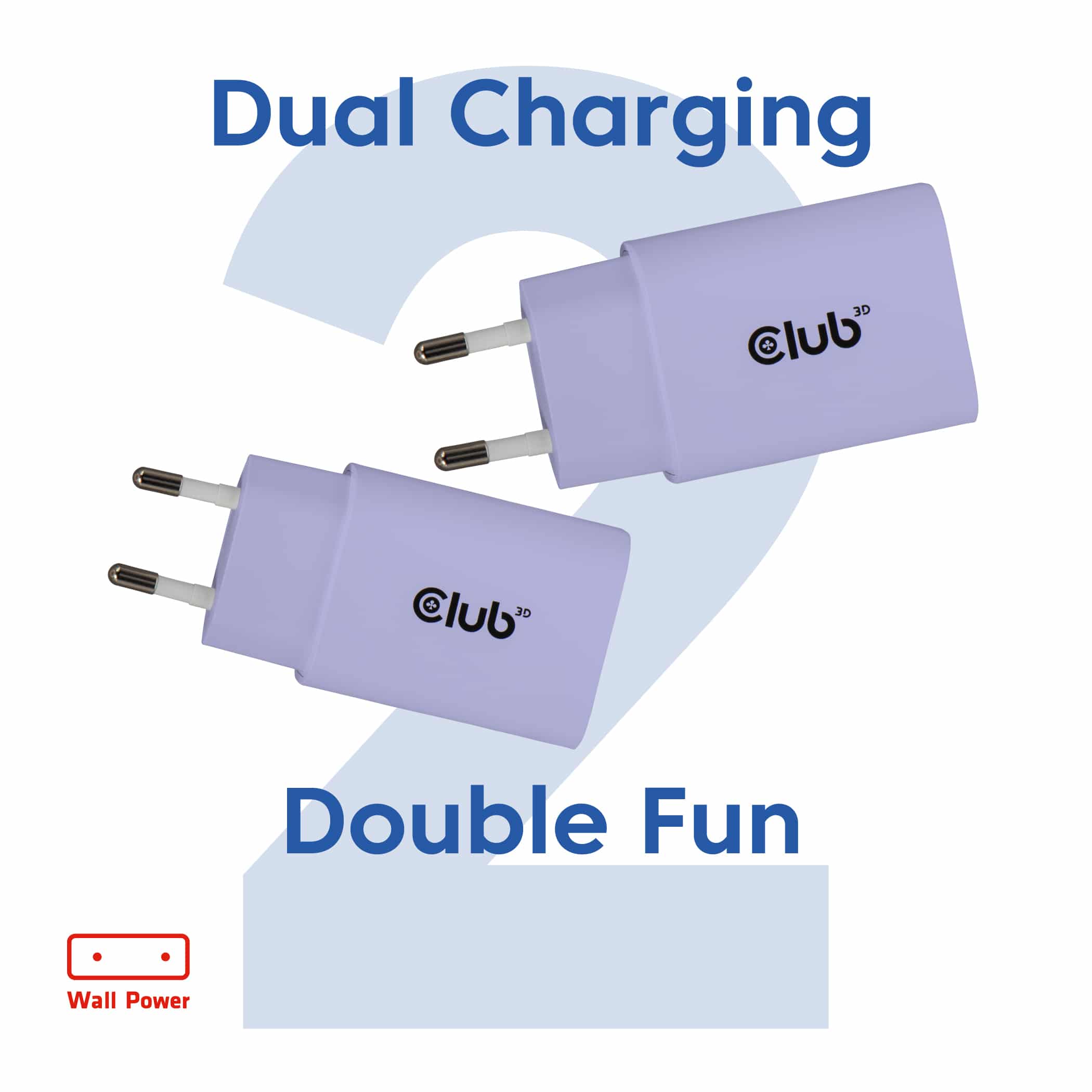CLUB3D 2-Pack USB-C Charger 30Watt Paars - Afbeelding 2