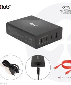 CLUB3D Travel Charger 132W GAN technology, Four port USB Type-A and -C, Power Delivery(PD) 3.0 Support - Afbeelding 7