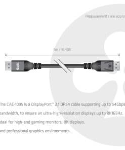 CLUB3D DisplayPort 2.1 DP54-kabel 8K 165 Hz 5 m / 16,40 ft - Afbeelding 4