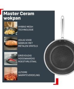 Tefal Master Ceramic, wokpan van 28 cm, optimaal braden, bereidingen komen moeiteloos los, geschikt voor inductie - Afbeelding 2