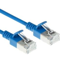 ACT Blauwe 2 meter LSZH S/FTP CAT6A slimline patchkabel snagless met RJ45 connectoren