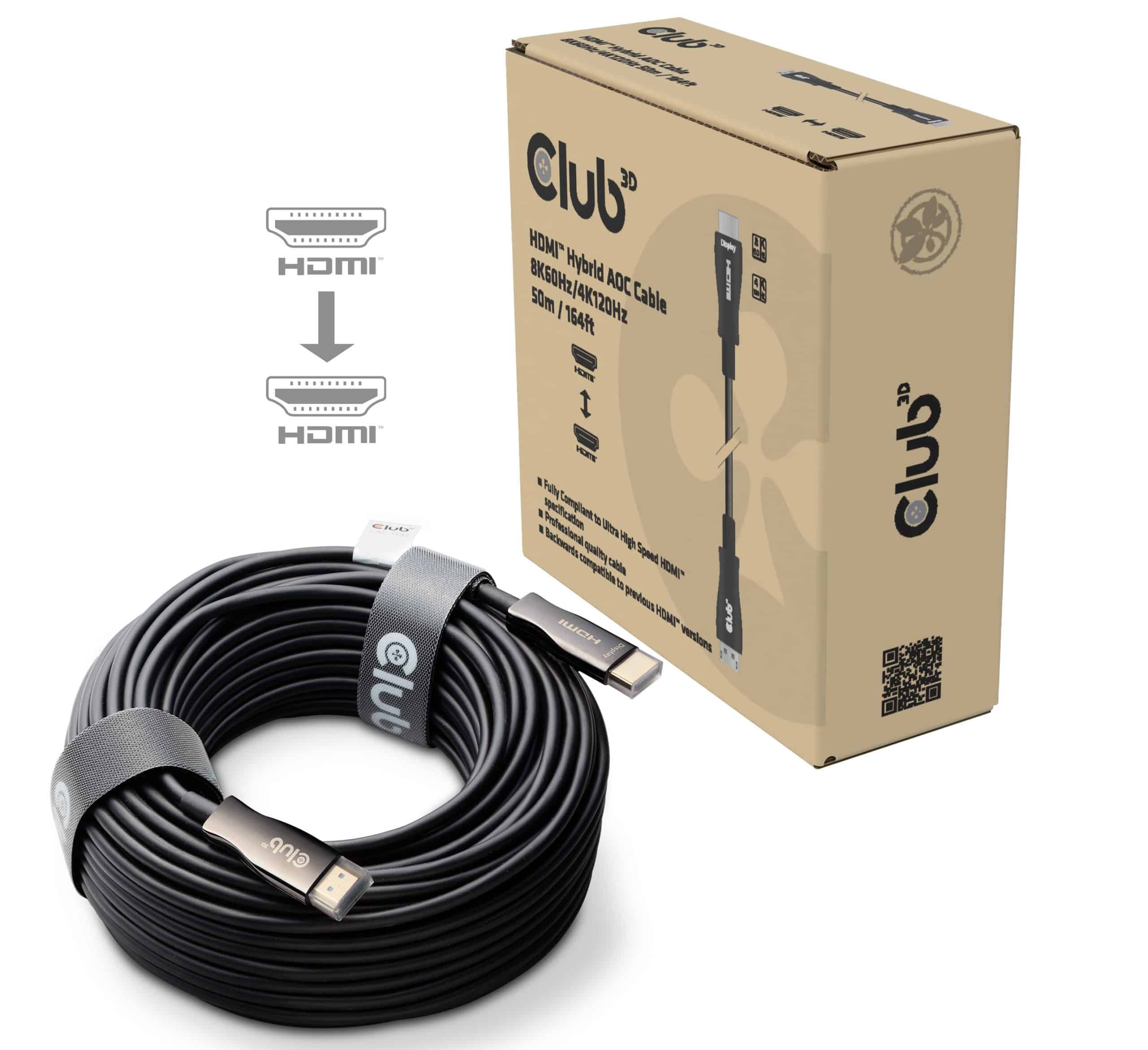 CLUB3D HDMI 50 METER Hybrid AOC Cable 8K60Hz/4K120Hz