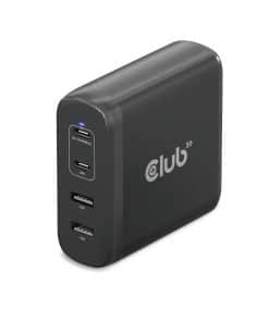 CLUB3D Travel Charger 100W GaN technology, Four port USB Type-A(2x) and -C(2x), Power Delivery(PD) 3.0 Support