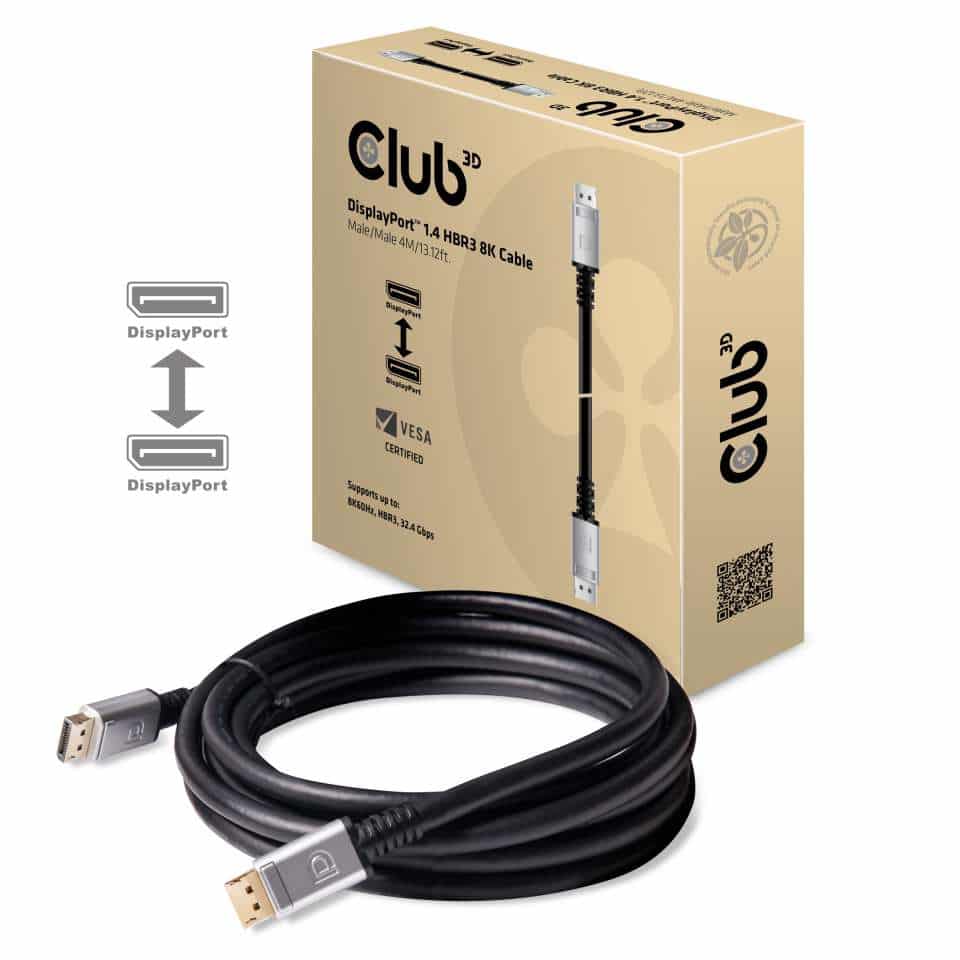 CLUB3D DisplayPort 1.4 HBR3 8K Kabel M/M 4meter - Afbeelding 2