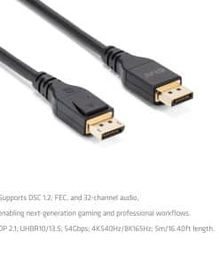 CLUB3D DisplayPort 2.1 DP54-kabel 8K 165 Hz 5 m / 16,40 ft - Afbeelding 5