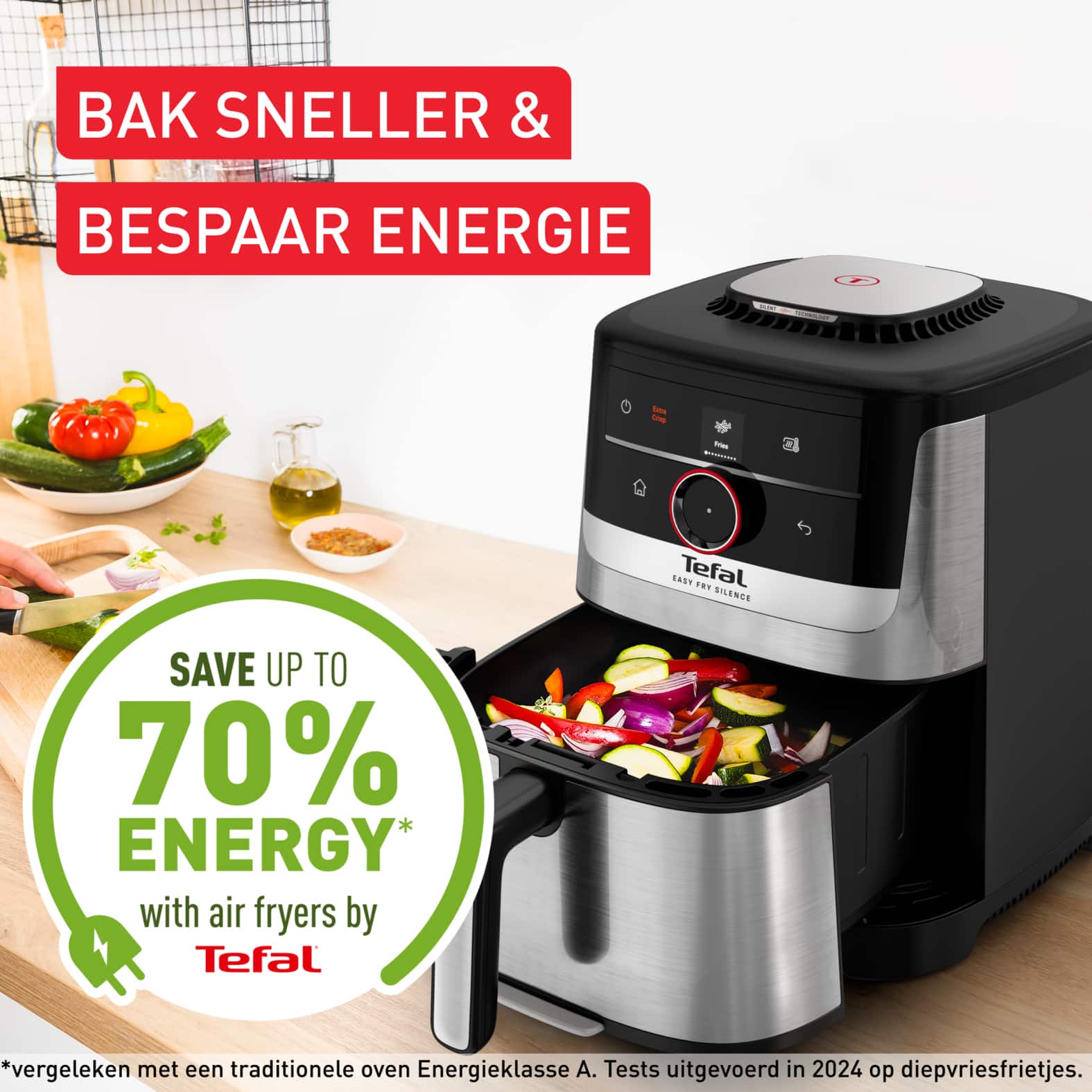 Tefal Easy Fry Smart & Silence 5L stille air fryer EY572DE0 - Afbeelding 6