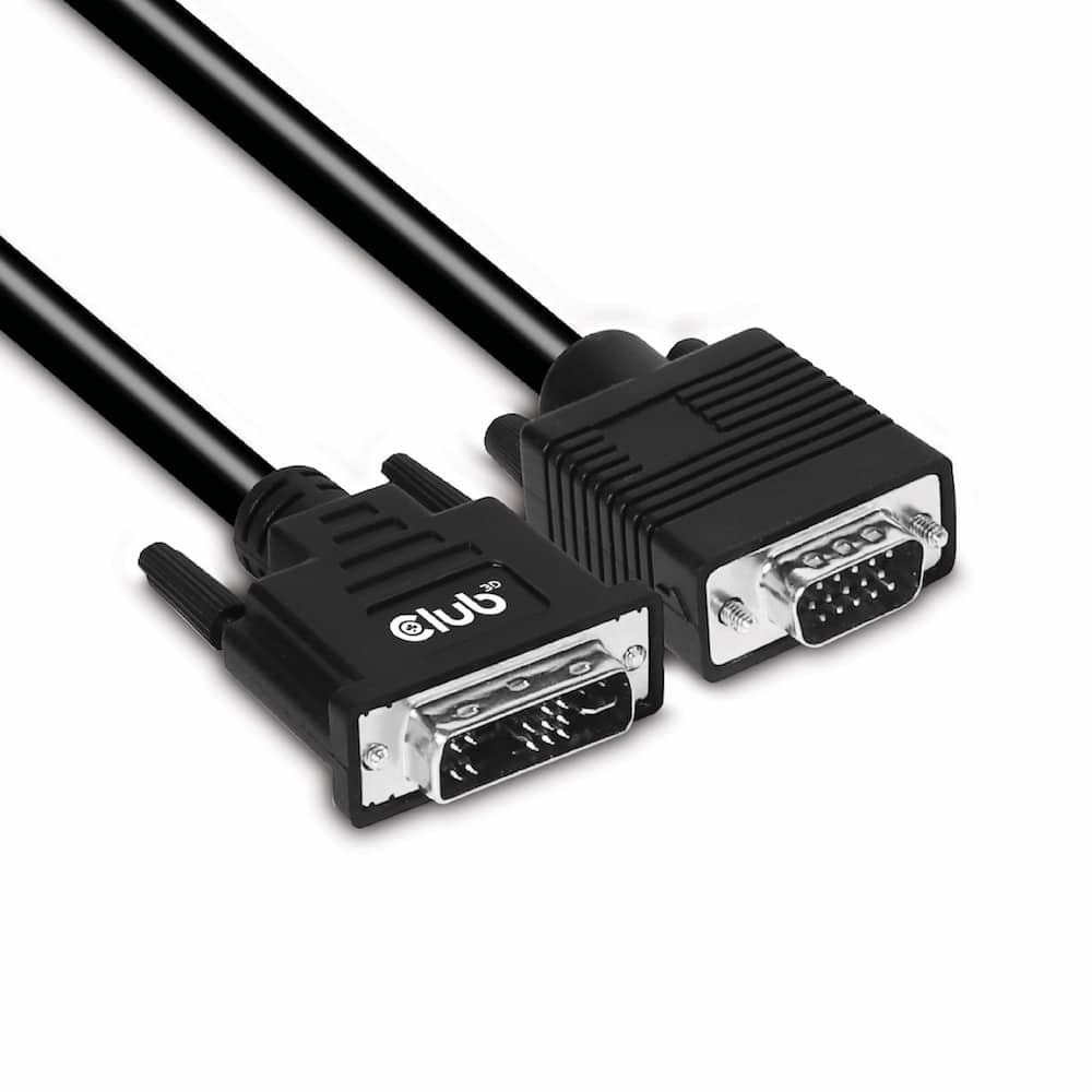 CLUB3D DVI-A TO VGA CABLE M/M 3m/ 9.8ft 28 AWG Zwart
