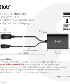 CLUB3D DisplayPort to Dual Link DVI-D HDCP OFF version Active Adapter M/F for Apple Cinema Displays - Afbeelding 3
