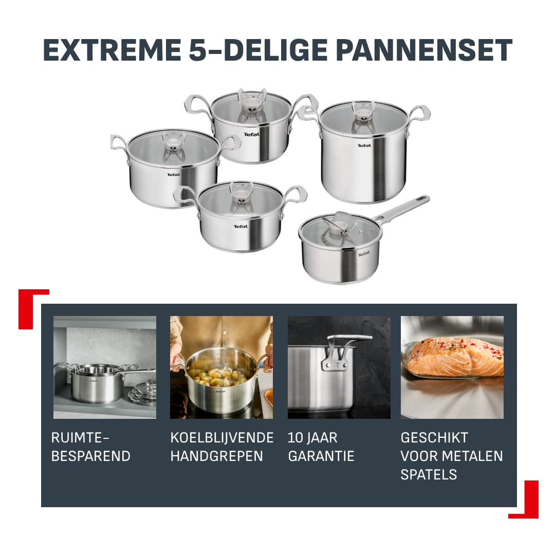 Tefal Extreme 5-delige pannenset - inductie - Afbeelding 2