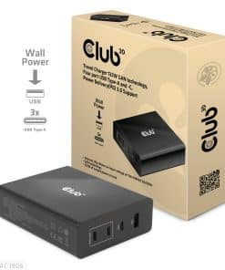 CLUB3D Travel Charger 132W GAN technology, Four port USB Type-A and -C, Power Delivery(PD) 3.0 Support - Afbeelding 4