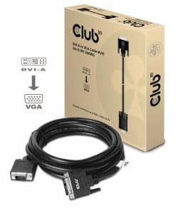 CLUB3D DVI-A TO VGA CABLE M/M 3m/ 9.8ft 28 AWG Zwart - Afbeelding 2