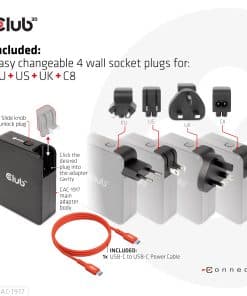 CLUB3D Internationale reislader 140 W GaN-technologie, vier poorten USB Type-A (1x) en -C (3x), PPS + Power Delivery (PD) 3.1-ondersteuning - Afbeelding 5