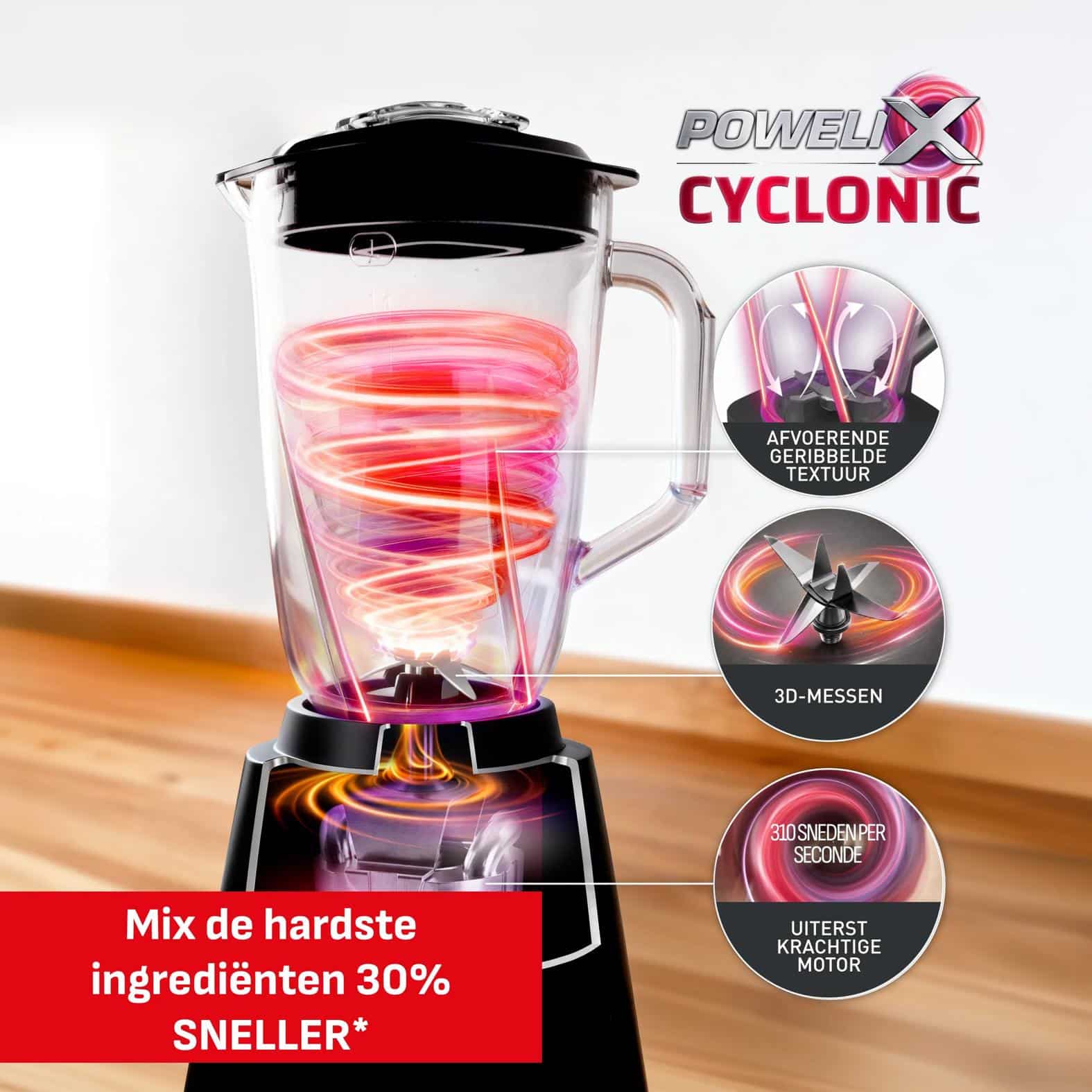 Tefal Blendforce 3 BL5958 Blender met glazen kan - 2 snelheden en pulsfunctie - 1,25 L - Afbeelding 3