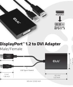 CLUB3D DisplayPort to Dual Link DVI-D HDCP AAN versie Actieve Adapter M/V - Afbeelding 3
