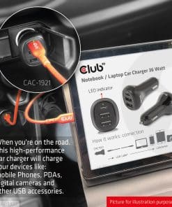 CLUB3D Notebook / Laptop Car Charger 36 Watt - Afbeelding 4