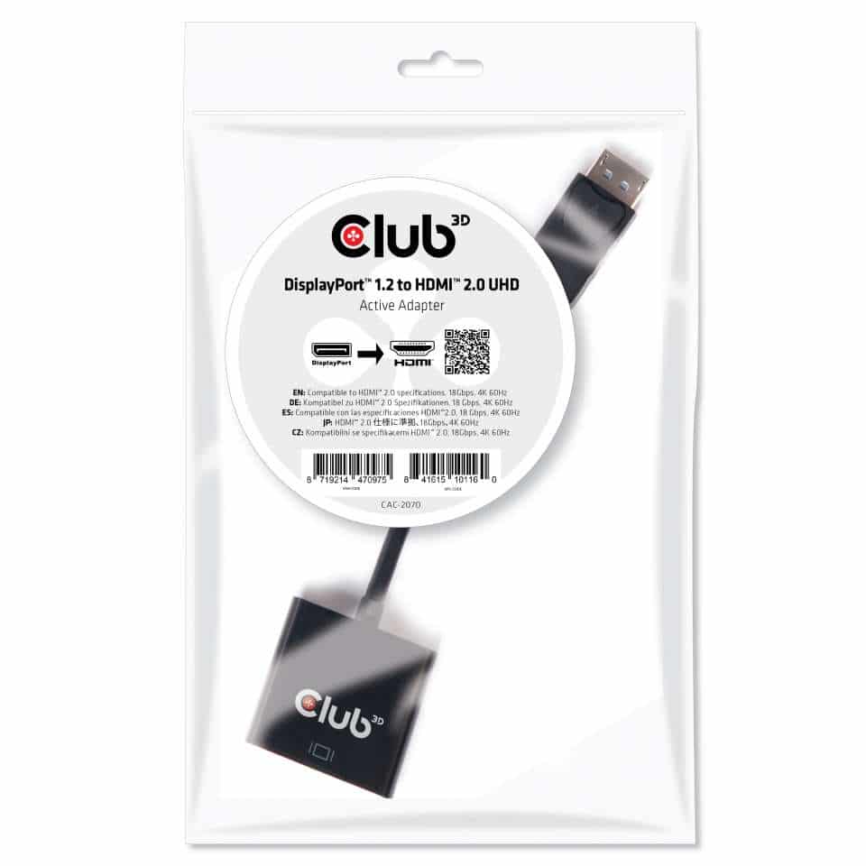 CLUB3D DisplayPort 1.2 to HDMI 2.0 UHD Active Adapter - Afbeelding 2