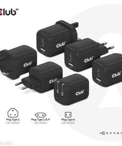 CLUB3D Travel Charger PPS 65Watt GAN technology, Triple port (2x USB Type-C + USB Type-A) Power Delivery(PD) 3.0 Support - Afbeelding 5