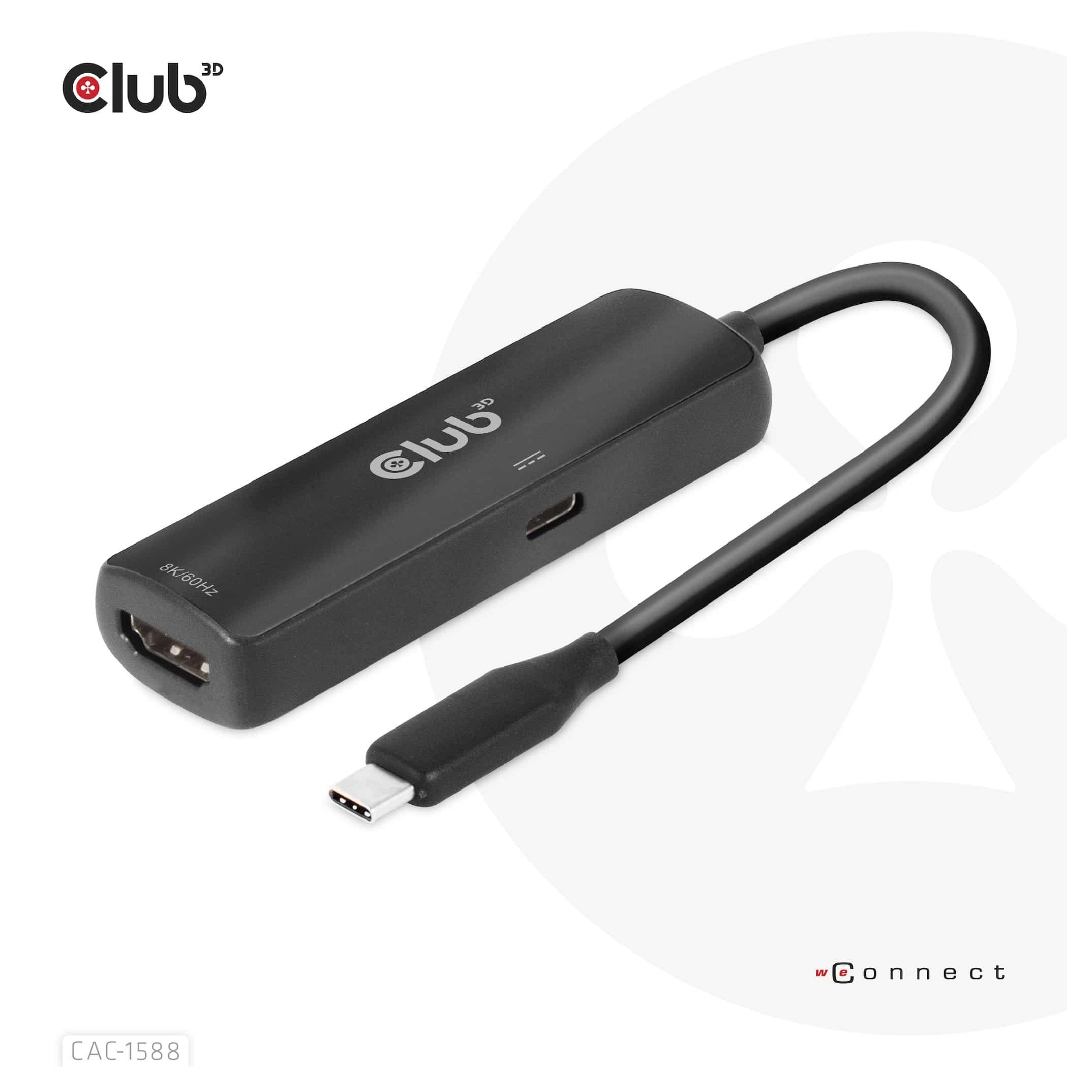 CLUB3D USB Gen2 Type-C to HDMI 8K60Hz or 4K120Hz HDR10+ with DSC1.2 with Power Delivery 3.0 Active Adapter M/F - Afbeelding 3