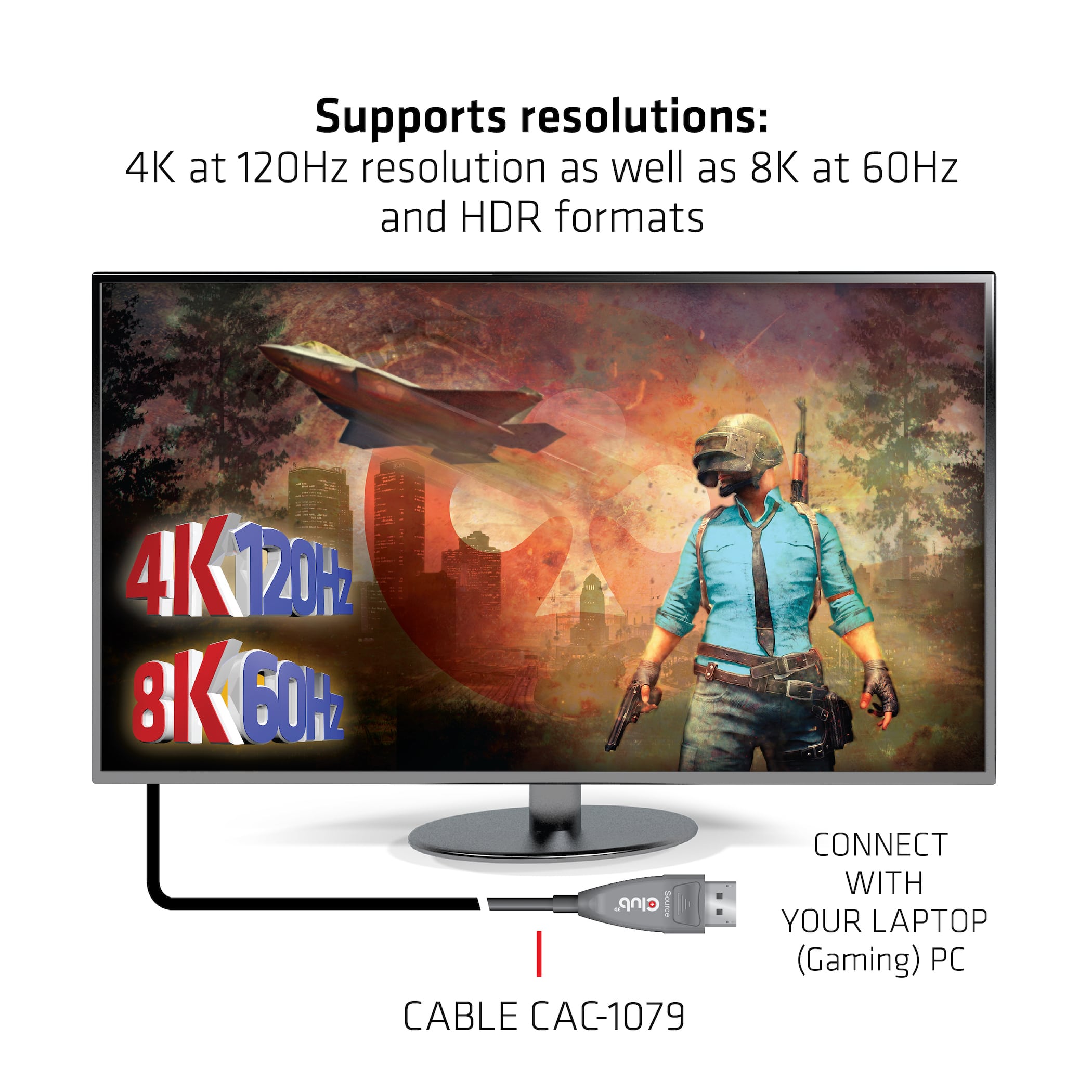 CLUB3D DisplayPort 1.4 Active Optical Cable Unidirectional 4K120Hz 8K60Hz M/M 20m/65.62ft - Afbeelding 4