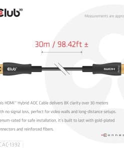CLUB3D HDMI Hybrid AOC Cable 8K60Hz/4K120Hz 30m / 98.42 ft - Afbeelding 5