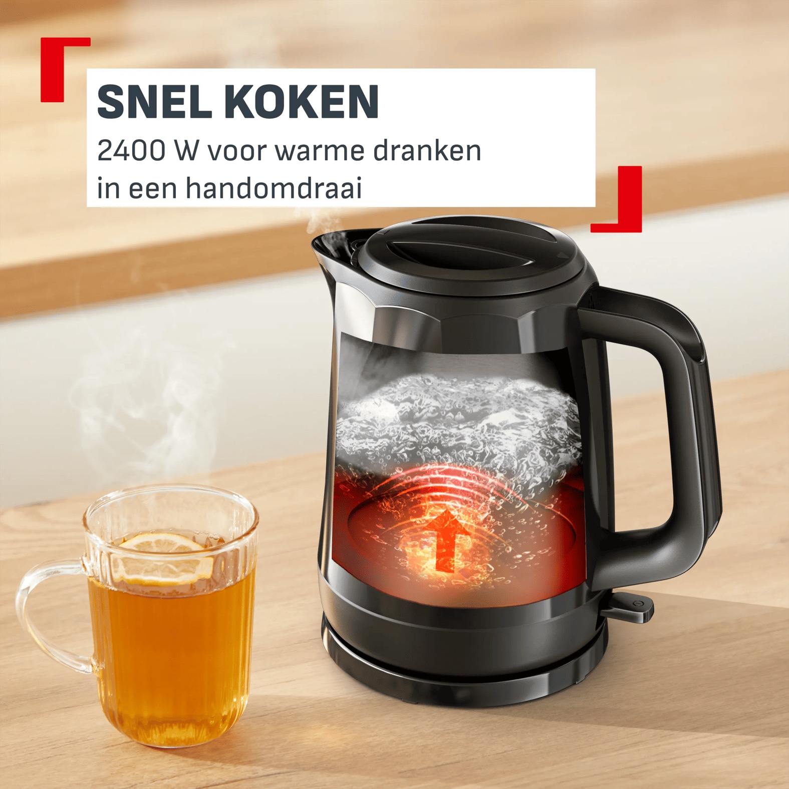 Tefal Express KO1E08 waterkoker 1,7L - snel kokend - 2400 W - automatische uitschakeling KO1E08E0 - Afbeelding 2