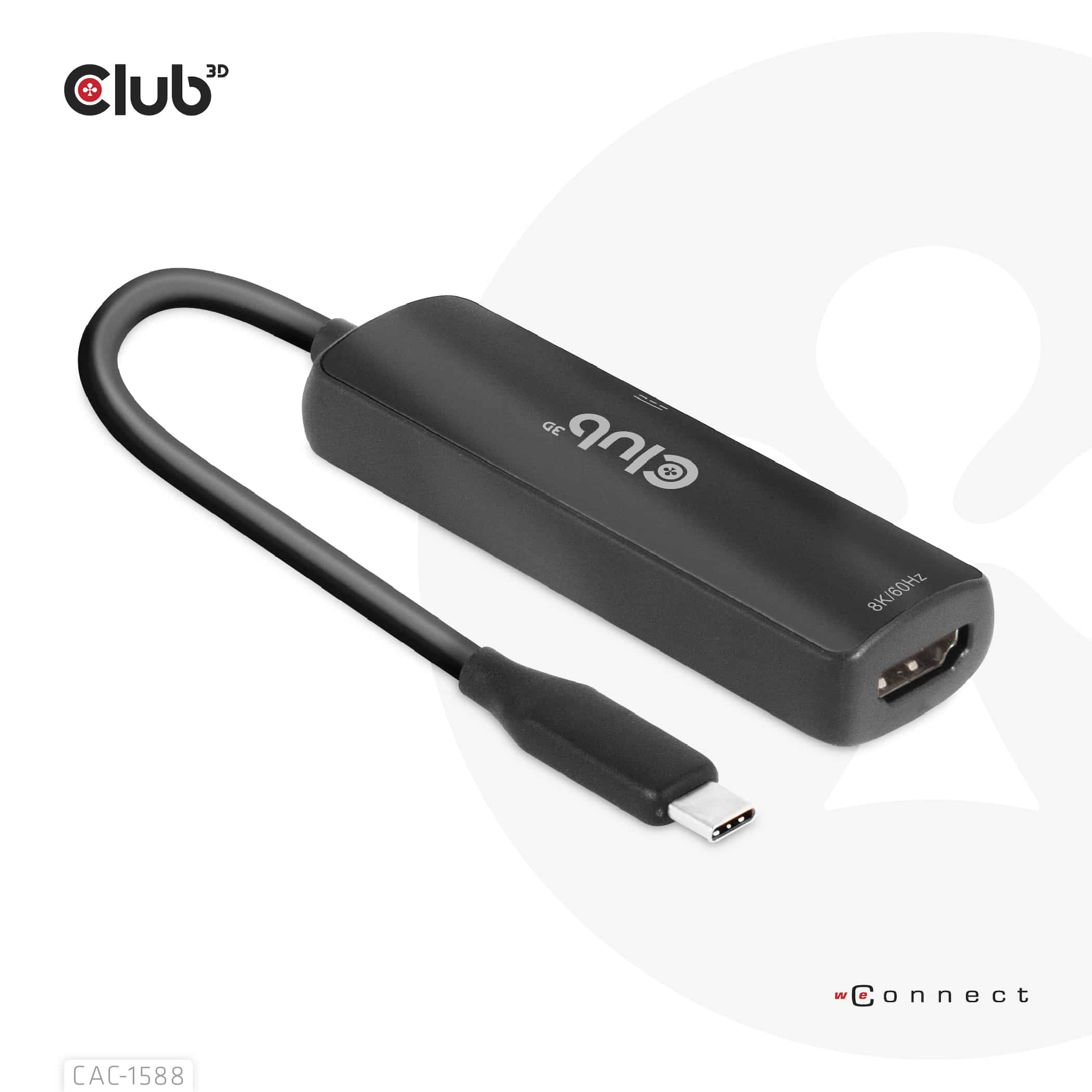 CLUB3D USB Gen2 Type-C to HDMI 8K60Hz or 4K120Hz HDR10+ with DSC1.2 with Power Delivery 3.0 Active Adapter M/F - Afbeelding 4