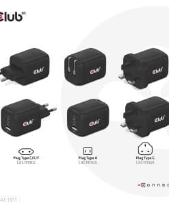 CLUB3D Travel Charger PPS 65Watt GAN technology, Triple port (2x USB Type-C + USB Type-A) Power Delivery(PD) 3.0 Support - Afbeelding 4