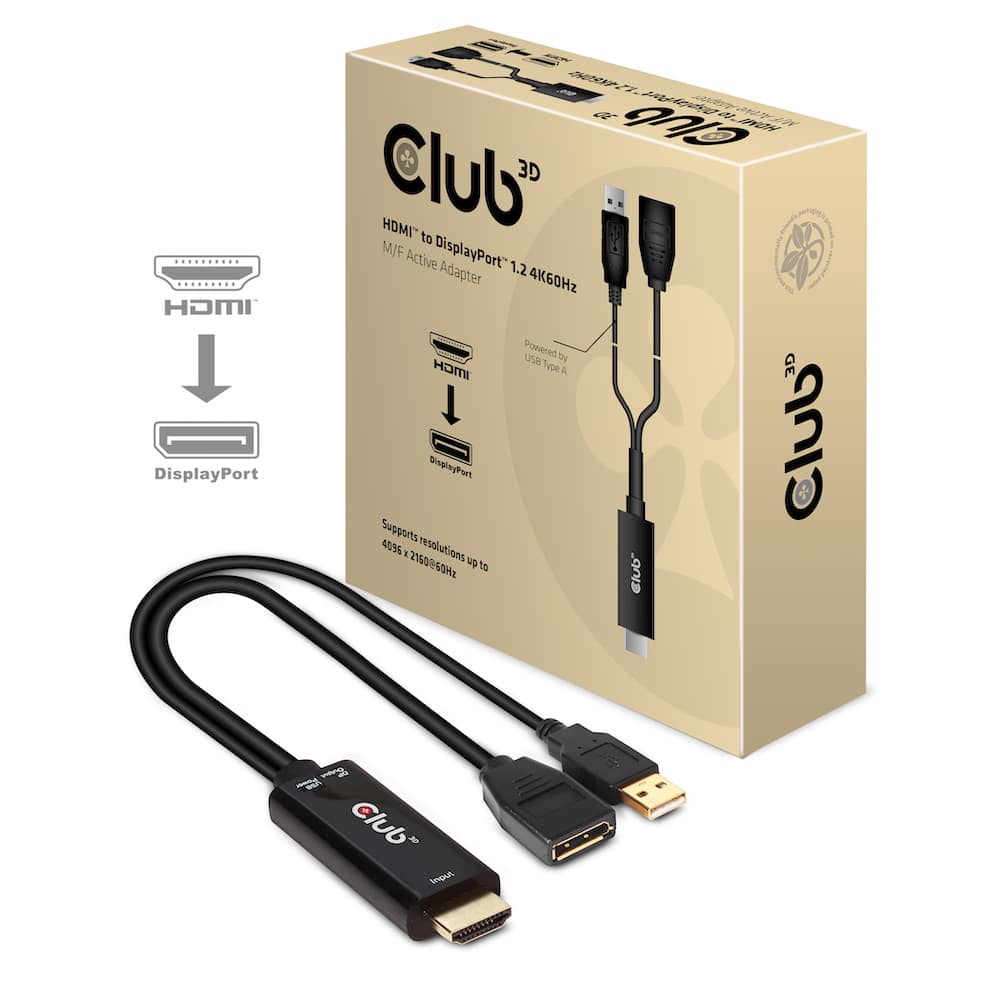 CLUB3D CAC-1331 video kabel adapter 0,25 m HDMI DisplayPort Zwart