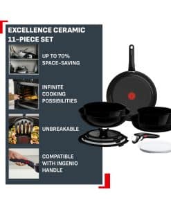 Tefal Ingenio Excellence Ceram keramische 11-delige pannenset - stapelbaar - Fusion Core - inductie - Afbeelding 2