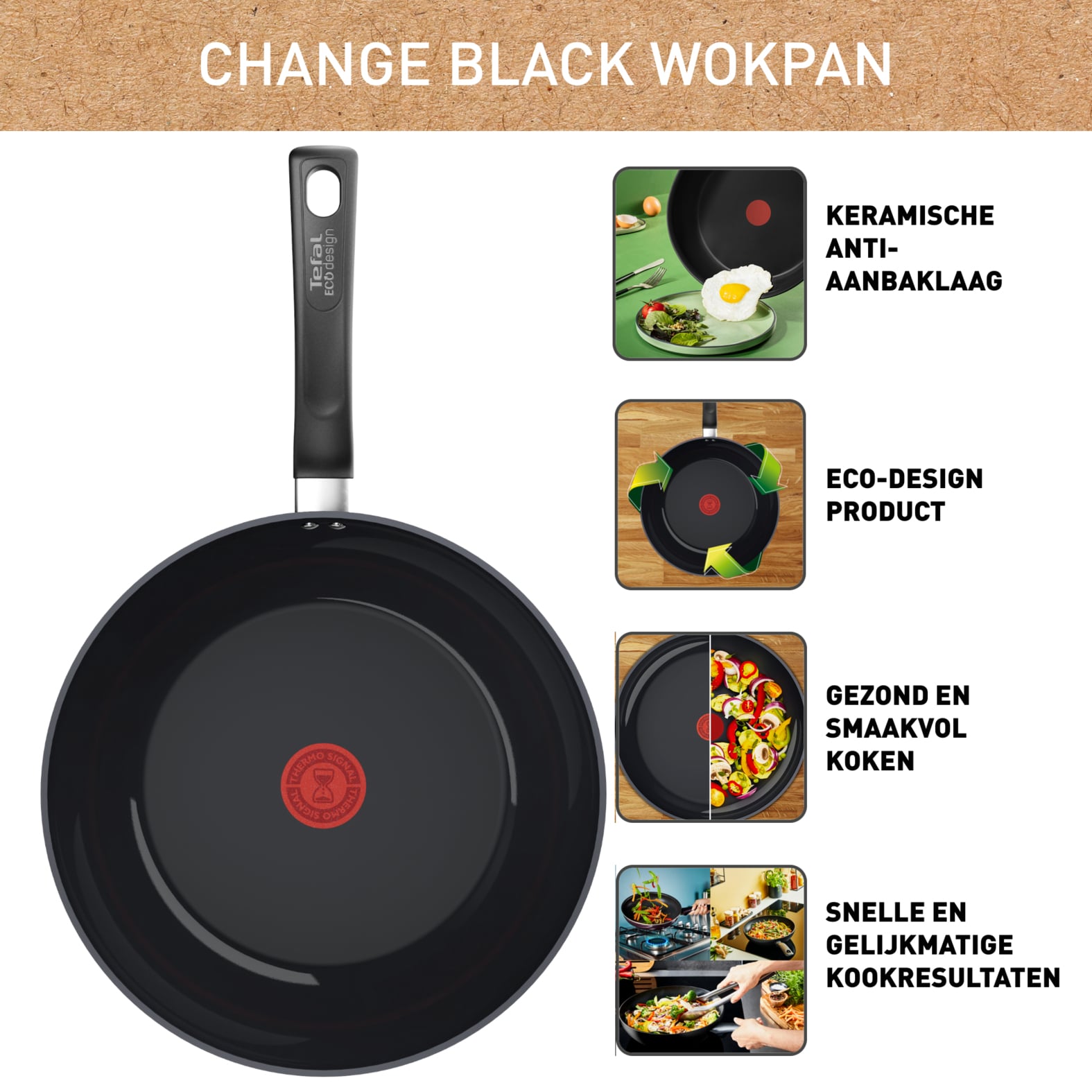 Tefal Change Black keramische wokpan 28 cm - inductie - Afbeelding 7