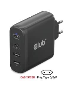 CLUB3D Travel Charger 100W GaN technology, Four port USB Type-A(2x) and -C(2x), Power Delivery(PD) 3.0 Support - Afbeelding 2