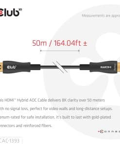 CLUB3D HDMI 50 METER Hybrid AOC Cable 8K60Hz/4K120Hz - Afbeelding 3