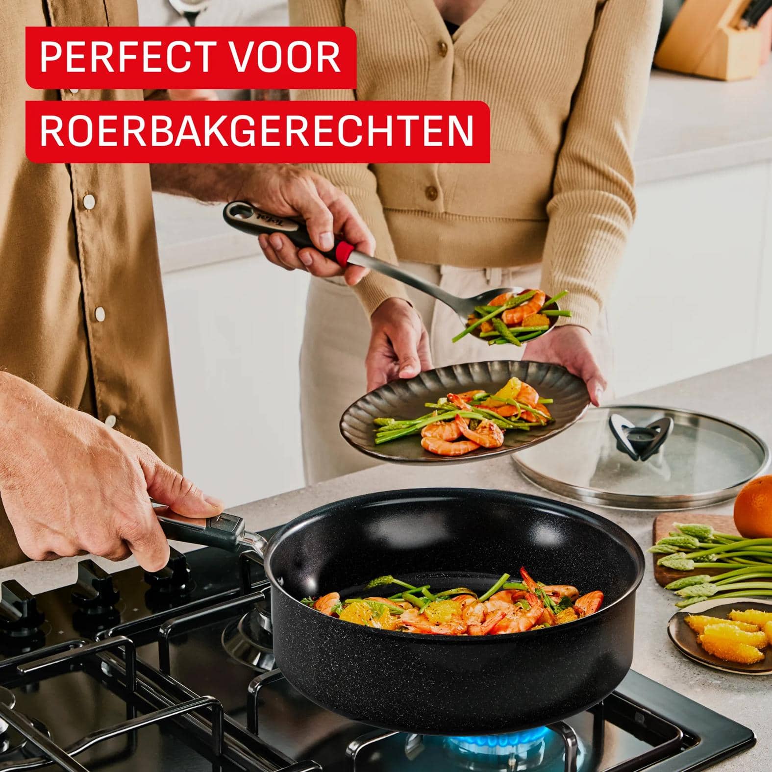Tefal Excellence Ceram hapjespan 24 cm + deksel - Afbeelding 4