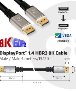 CLUB3D DisplayPort 1.4 HBR3 8K Kabel M/M 4meter - Afbeelding 3