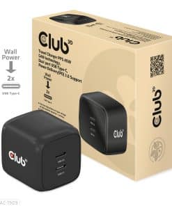 CLUB3D Travel Charger PPS 45W GAN technology, Dual port USB Type-C, Power Delivery(PD) 3.0 Support - Afbeelding 2