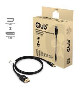 CLUB3D Mini DisplayPort to DisplayPort Bi-Directional VESA DP80 Certified Cable M/M 1m/3.28ft - Afbeelding 2